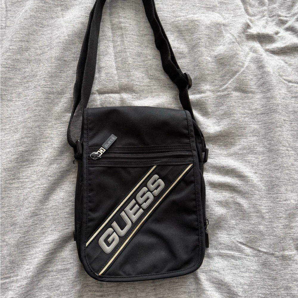 GUESS Black and Silver Messenger Bag
